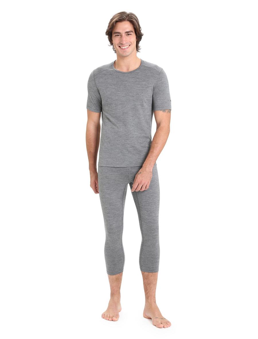 Icebreaker Merino 200 Oasis Rövid Sleeve Crewe Thermal Top Férfi Base Layers Szürke | HU 1389TCEV